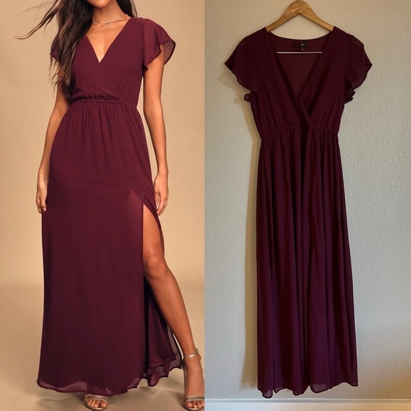 NWOT Lulus Lost in the Moment Burgundy Maxi Dress - Picture 1 of 6